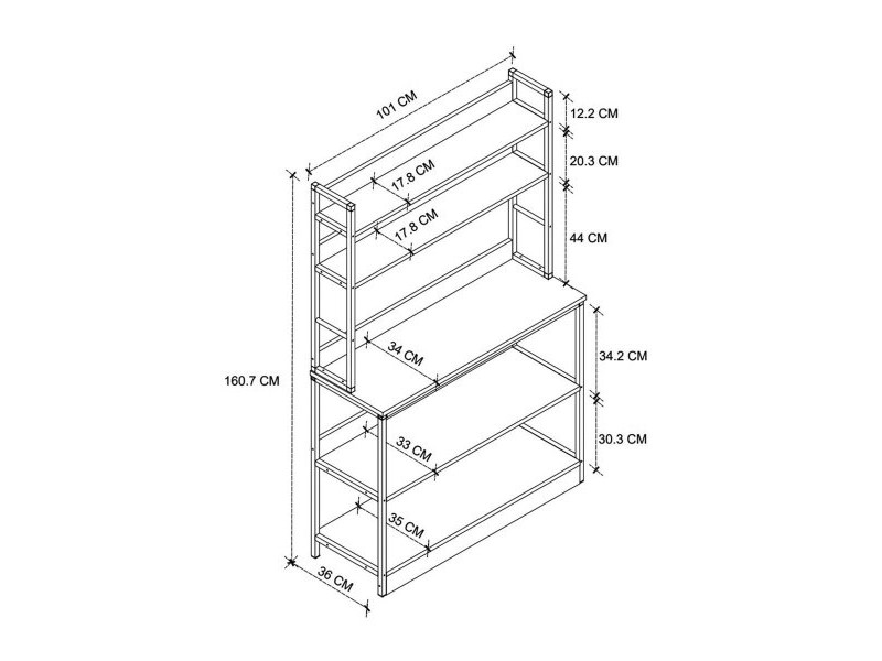 Стенен Шкаф Alexandra House Living 101 x 160 x 36 cm 4 Рафтове индустриален Лавица