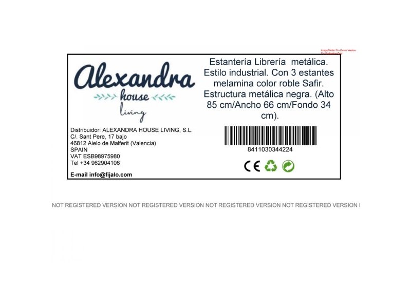 Книжарница Alexandra House Living Черен Tamm Метал Дървен MDP 66 x 85 x 34 cm индустриален 3 Рафтове