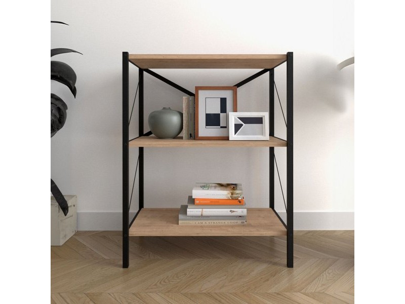 Книжарница Alexandra House Living Черен Tamm Метал Дървен MDP 66 x 85 x 34 cm индустриален 3 Рафтове