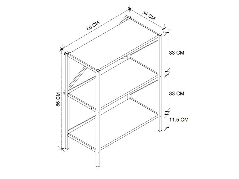 Книжарница Alexandra House Living Черен Tamm Метал Дървен MDP 66 x 85 x 34 cm индустриален 3 Рафтове