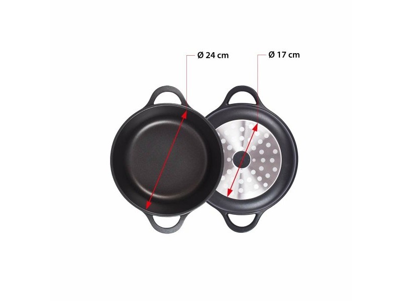 Касерола с Капак Valira BLACK IND 24CM Черен Ø 24 cm