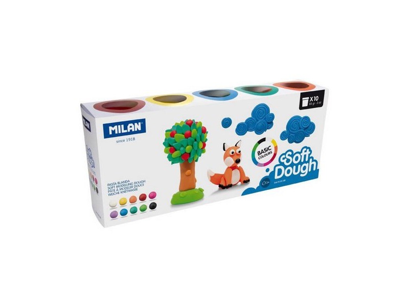 Игра от Пластелин Milan Soft dough 913510B Жълт Син Многоцветен 85 g Зеленчук (10 броя)
