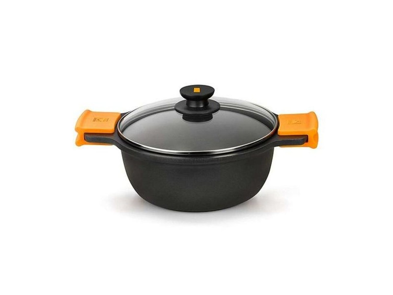 Касерола със Стъклен Капак BRA A270328 Черен Ø 28 cm
