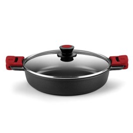 Касерола със Стъклен Капак BRA A410524 Ø 24 cm Черен Червен 2,3 L 300 g