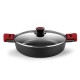 Касерола със Стъклен Капак BRA A410524 Ø 24 cm Черен Червен 2,3 L 300 g