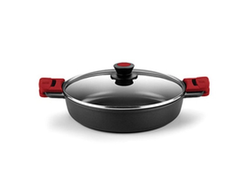 Касерола със Стъклен Капак BRA A410524 Ø 24 cm Черен Червен 2,3 L 300 g