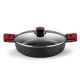 Касерола със Стъклен Капак BRA A410524 Ø 24 cm Черен Червен 2,3 L 300 g