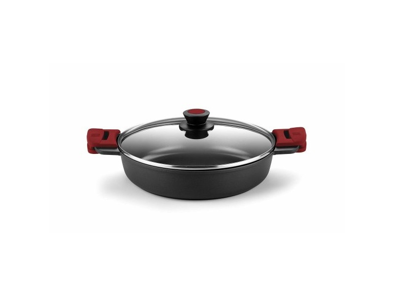 Касерола със Стъклен Капак BRA A410524 Ø 24 cm Черен Червен 2,3 L 300 g
