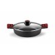 Касерола със Стъклен Капак BRA A410524 Ø 24 cm Черен Червен 2,3 L 300 g