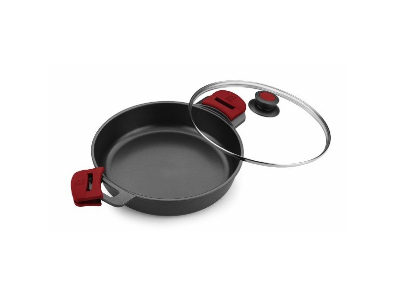 Касерола със Стъклен Капак BRA A410524 Ø 24 cm Черен Червен 2,3 L 300 g