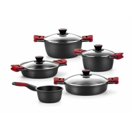 Касерола със Стъклен Капак BRA A410524 Ø 24 cm Черен Червен 2,3 L 300 g