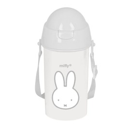 Бутилка с Капак и Сламка Miffy Niebla Сив PVC 500 ml
