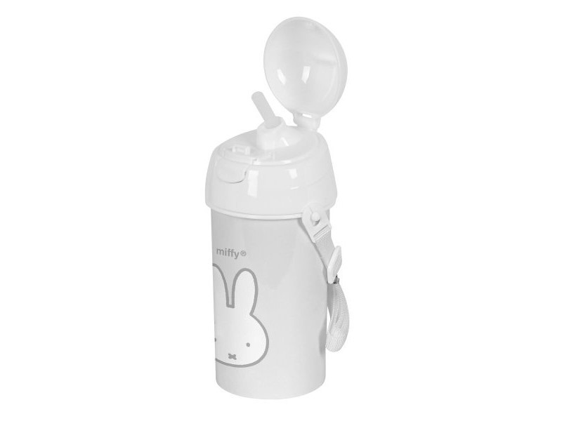 Бутилка с Капак и Сламка Miffy Niebla Сив PVC 500 ml