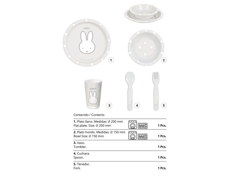 Детски комплект съдове Miffy Niebla (5 Части)