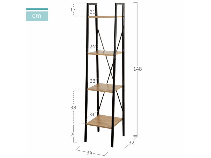 Лавица Max Home Стомана меламин ПДЧ 34 x 148 x 32 cm