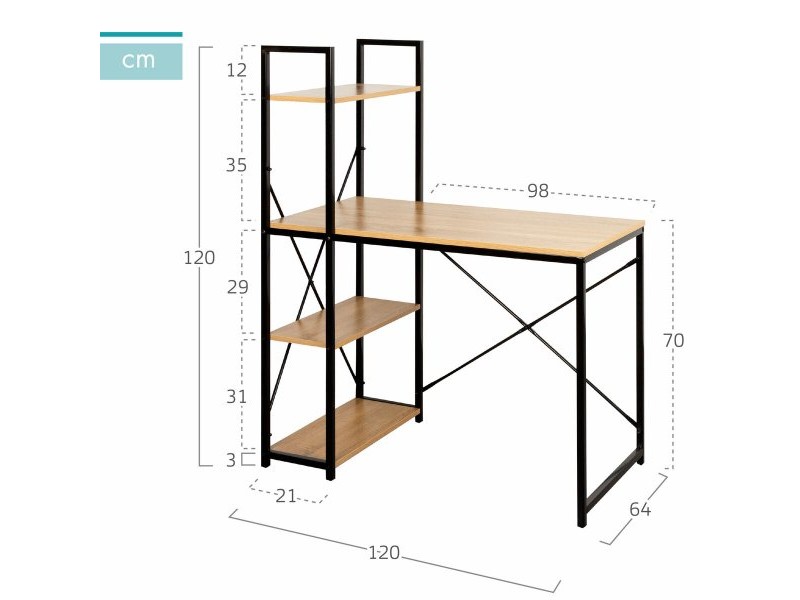 Бюро с рафт Max Home Стомана меламин ПДЧ 120 x 12 x 64 cm