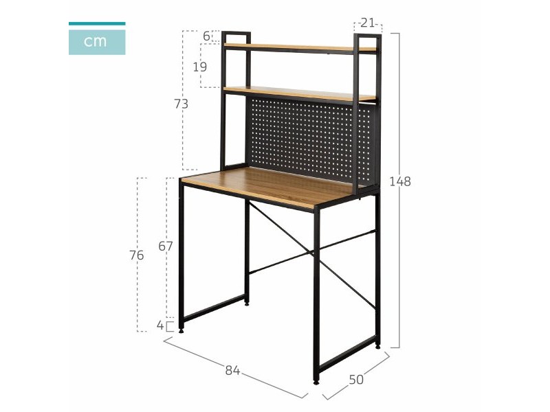 Бюро с рафтове Max Home Стомана меламин ПДЧ 84 x 148 x 50 cm