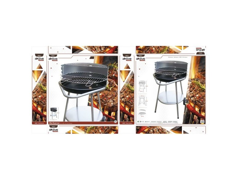 Барбекю на Колела с Въглища Aktive Емайлиран метал 51 x 82 x 51 cm Черен