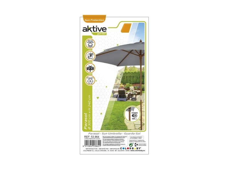 Чадър Aktive Сив Ø 300 cm 300 x 240 x 300 cm