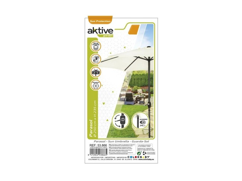 Чадър Aktive Сметана Ø 250 cm 250 x 235 x 250 cm