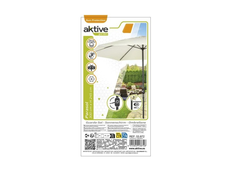Чадър Aktive Сметана Ø 300 cm 300 x 245 x 300 cm