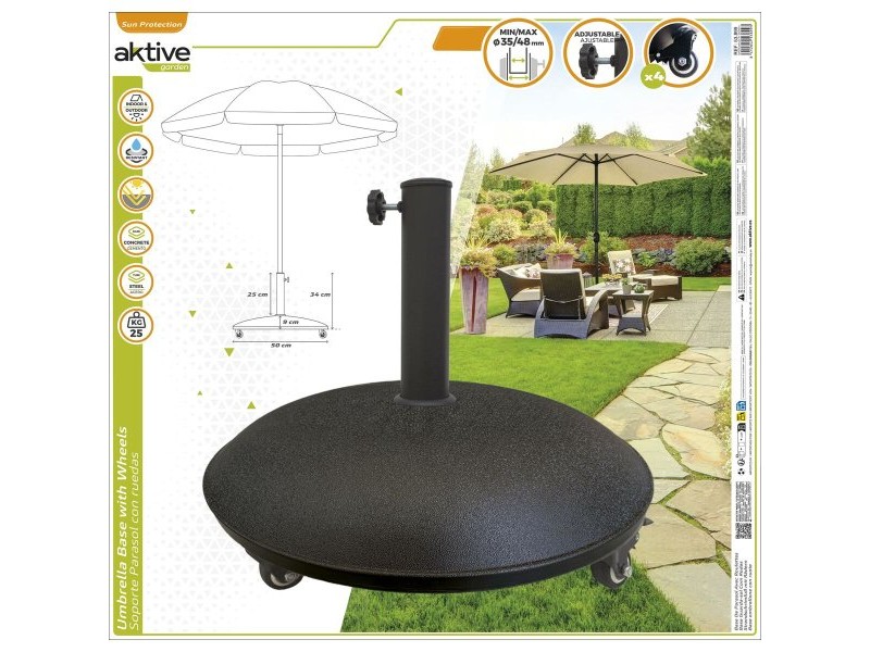 Base pour parapluie Aktive 50 x 34 x 50 cm Цимент Стомана