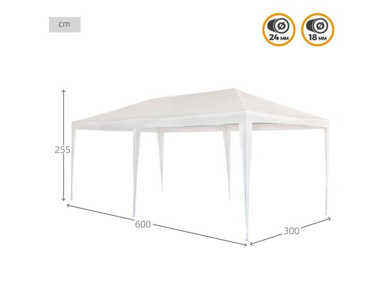 Беседка Aktive 300 x 255 x 600 cm Метал Бял Пластмаса