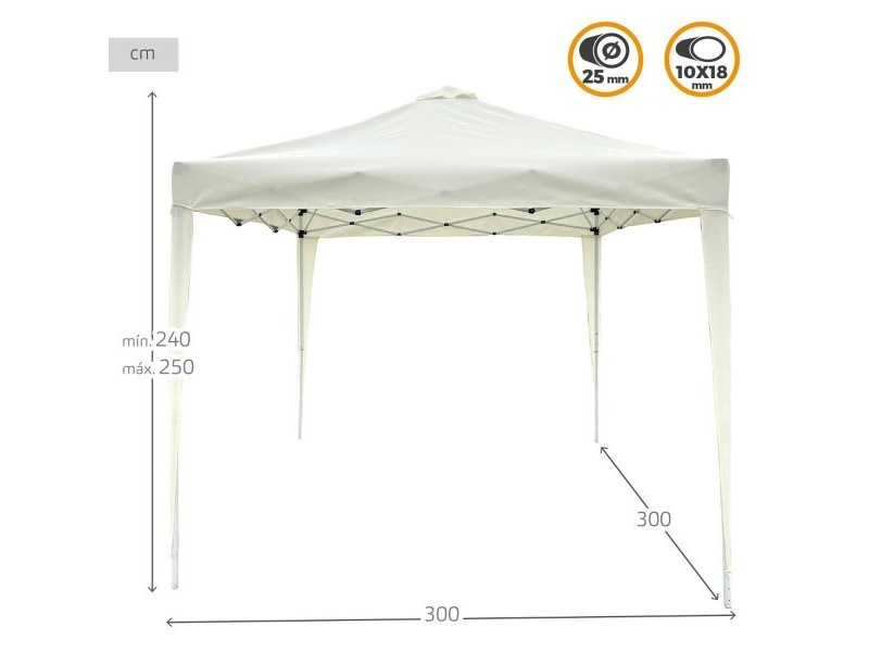 Беседка Aktive 300 x 250 x 300 cm Плат Стомана Бял