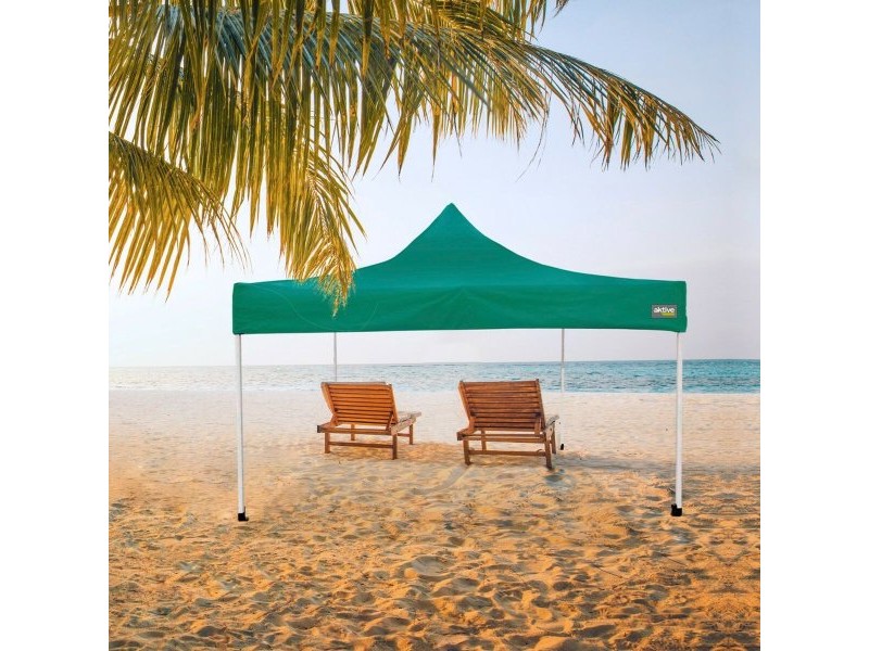 Беседка Aktive Сгъваем Регулируема височината Стомана полиестер 420D Oxford Зелен 300 x 320 x 300 cm