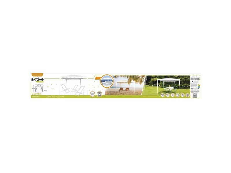 Беседка Aktive 300 x 250 x 300 cm Стомана Бял Пластмаса