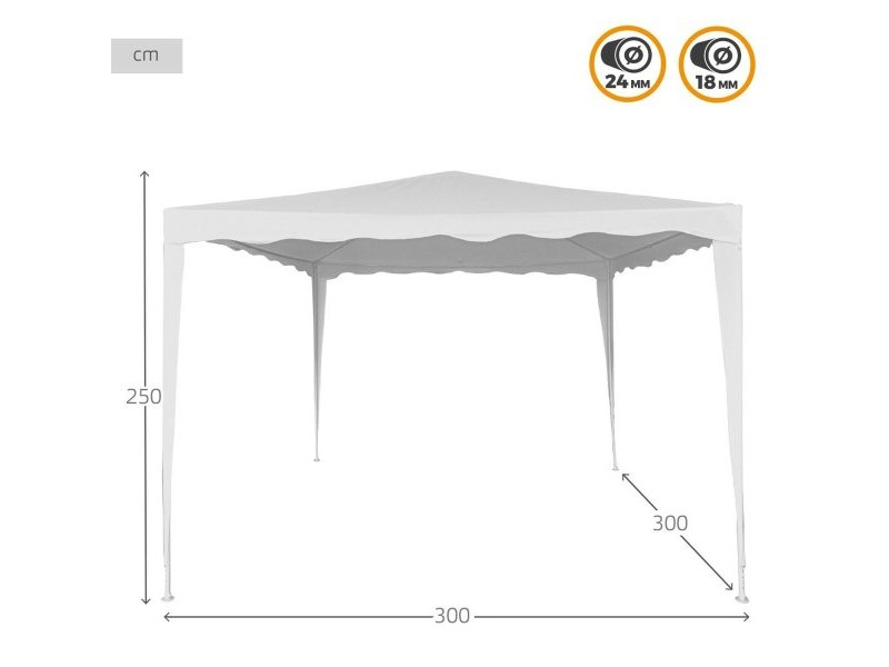 Беседка Aktive 300 x 250 x 300 cm Стомана Бял Пластмаса