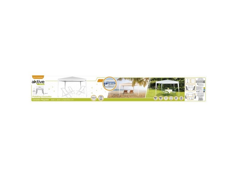 Беседка Aktive 300 x 250 x 300 cm Стомана Бял Пластмаса