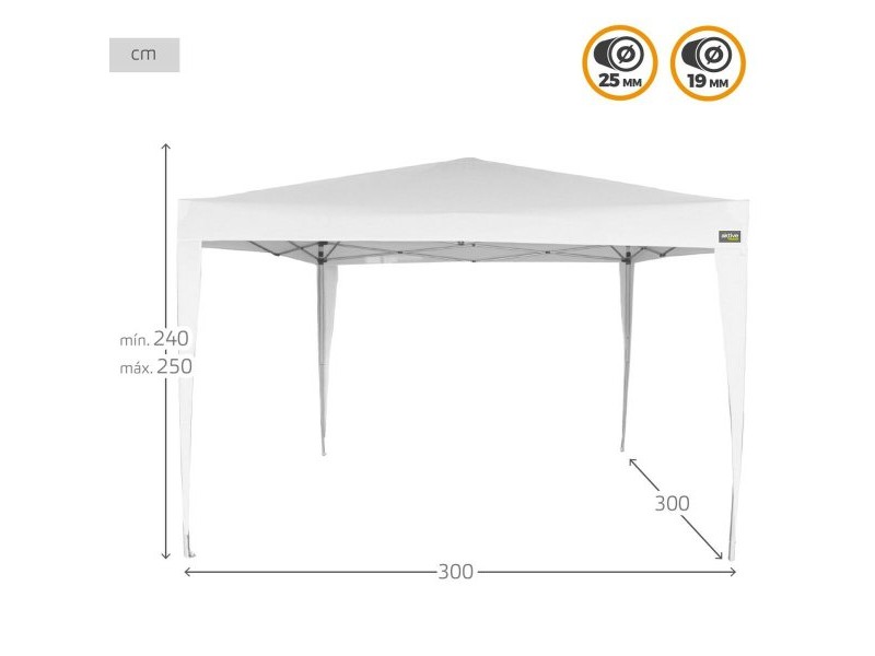Беседка Aktive 300 x 250 x 300 cm Стомана Бял Пластмаса