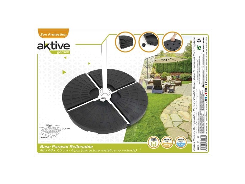 Base pour parapluie Aktive 48 x 7,5 x 48 cm Пластмаса