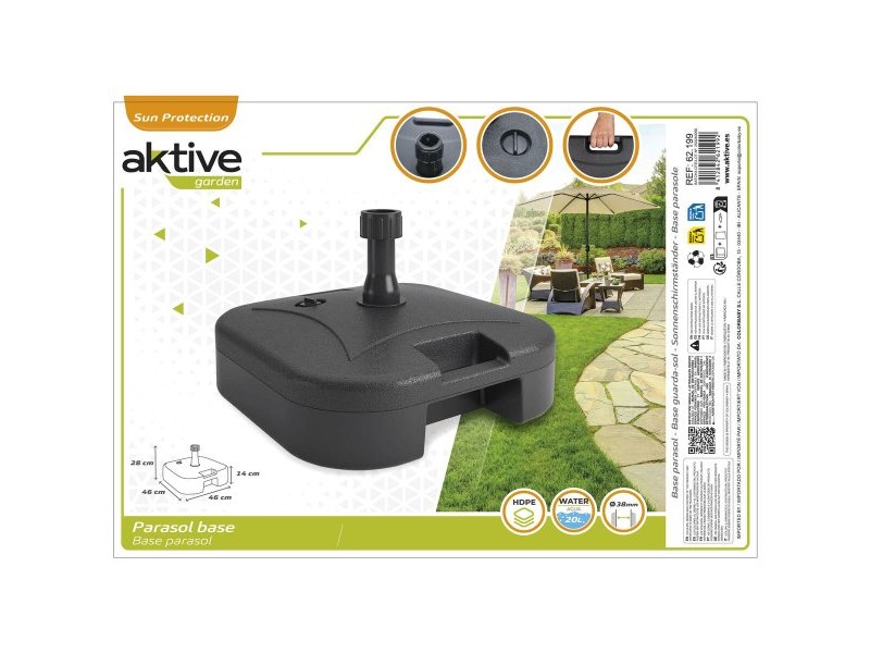 Base pour parapluie Aktive 44,5 x 12,5 x 44,5 cm Черен Пластмаса
