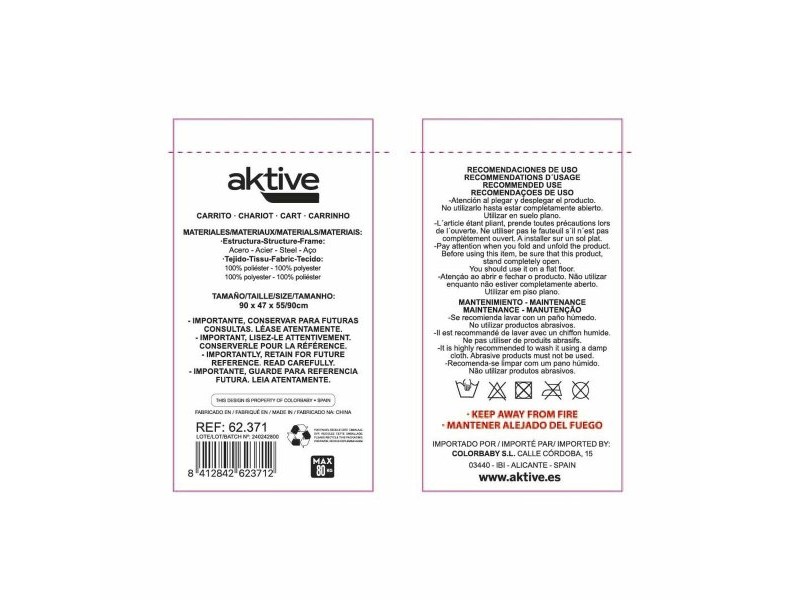 Универсален Автомобил Aktive Син Черен полиестер PVC Стомана 88 x 108 x 47 cm Сгъваем Плаж