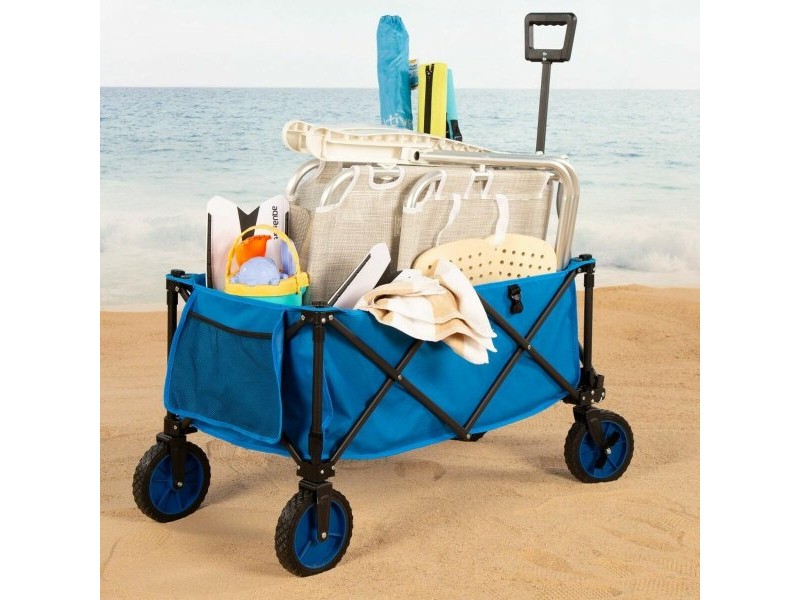 Универсален Автомобил Aktive Син Черен полиестер PVC Стомана 88 x 108 x 47 cm Сгъваем Плаж