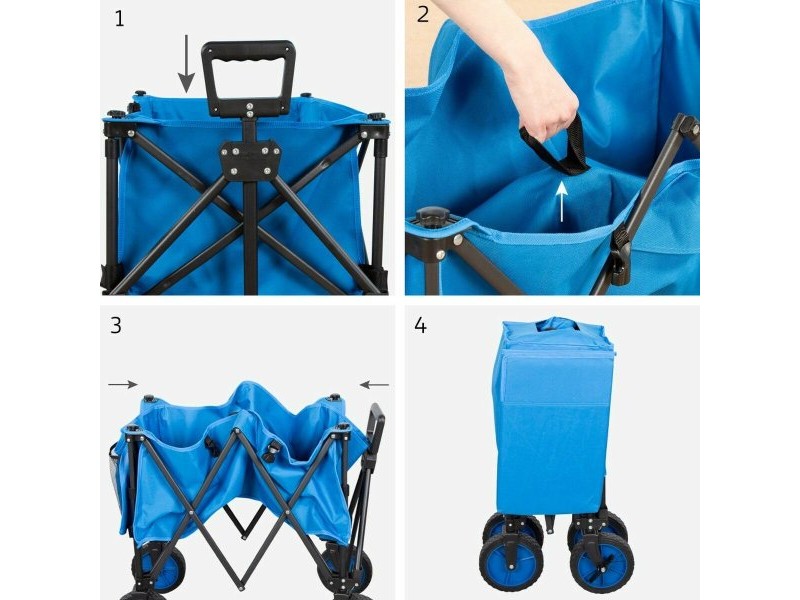 Универсален Автомобил Aktive Син Черен полиестер PVC Стомана 88 x 108 x 47 cm Сгъваем Плаж