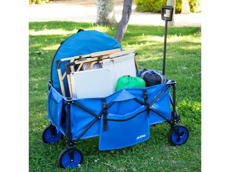 Универсален Автомобил Aktive Син Черен полиестер PVC Стомана 88 x 108 x 47 cm Сгъваем Плаж