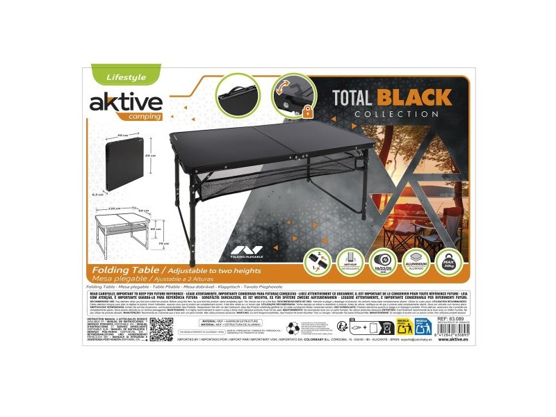 Сгъваема масичка Aktive 120 x 70 x 60 cm