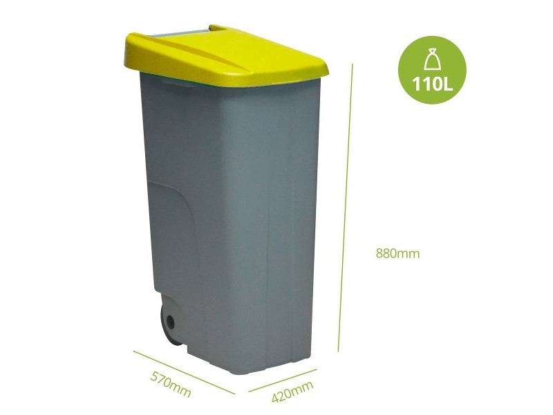 Кошче за Рециклирани Отпадъци Denox Жълт 110 L