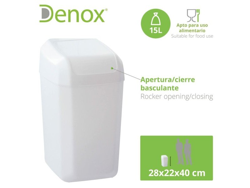 Кошче за боклук Denox Бял 15 L (28 x 22 x 40 cm)