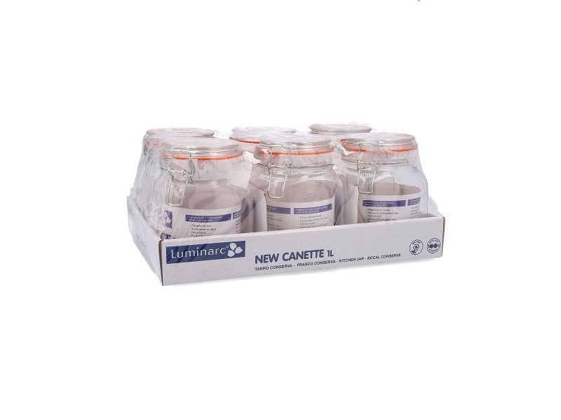 Стъклен Буркан Quid New Canette Прозрачен Cтъкло (1L) (Pack 6x)