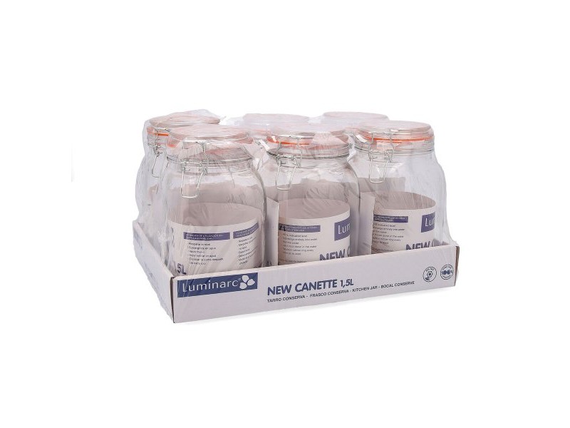 Стъклен Буркан Quid New Canette Прозрачен Cтъкло (1,5L) (Pack 6x) Стъклен Буркан Quid New Canette Прозрачен Cтъкло (1,5L) (Pack 6x)