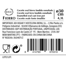 Касерола с Капак Bidasoa Fierro Червен 4,3 L 30 x 23 cm Ø 30 cm