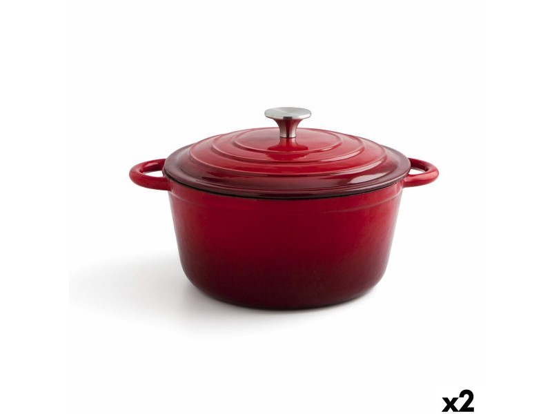 Касерола с Капак Bidasoa Fierro Червен Ø 24 cm 3,7 L (2 броя)