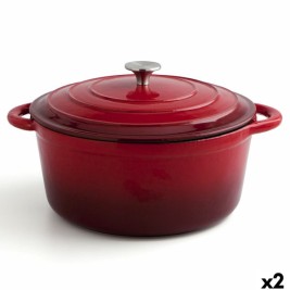 Касерола с Капак Bidasoa Fierro Червен Ø 28 cm 6 L (2 броя)