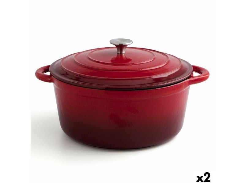 Касерола с Капак Bidasoa Fierro Червен Ø 28 cm 6 L (2 броя)