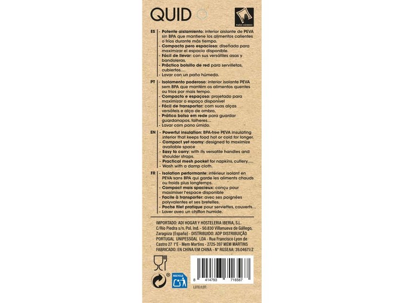 Хладилна Чанта Quid Dynamic Чанта за Обяд Черен 21 x 14 x 14 cm