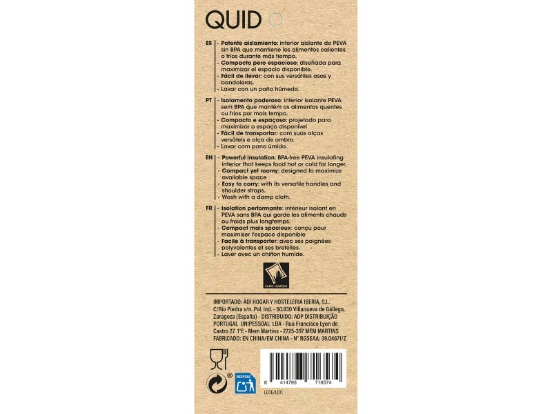 Хладилна Чанта Quid Dynamic Чанта за Обяд Черен 20 x 13 x 20 cm